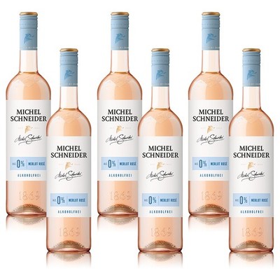 Michel Schneider Merlot Rosé, alkoholfrei, sortenreines Weinpaket (6x0,75l)