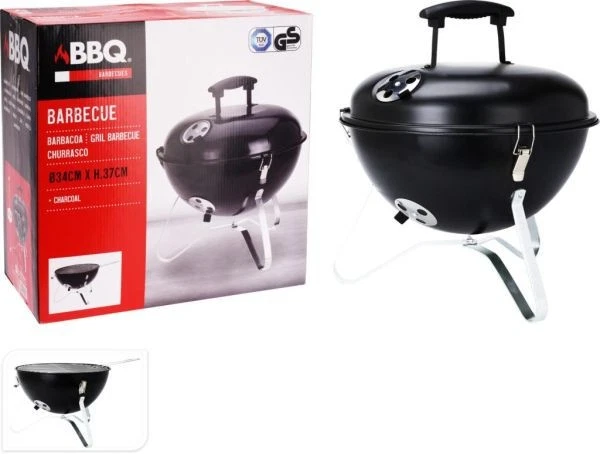 Charcoal BBQ Grill Barbecue 34x37cm Outdoor Food Garden Portable Camping Durable