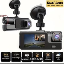 Dash Cam Front And Inside  Front Camera 1080P  Inside Camera 720P, 170 