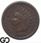 1864-L Indian Head Cent Penny, Key Date, VF