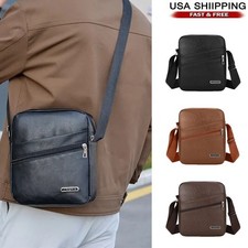 Men s Leather Crossbody Bag Shoulder Sling Travel Casual Messenger Chest Pack US