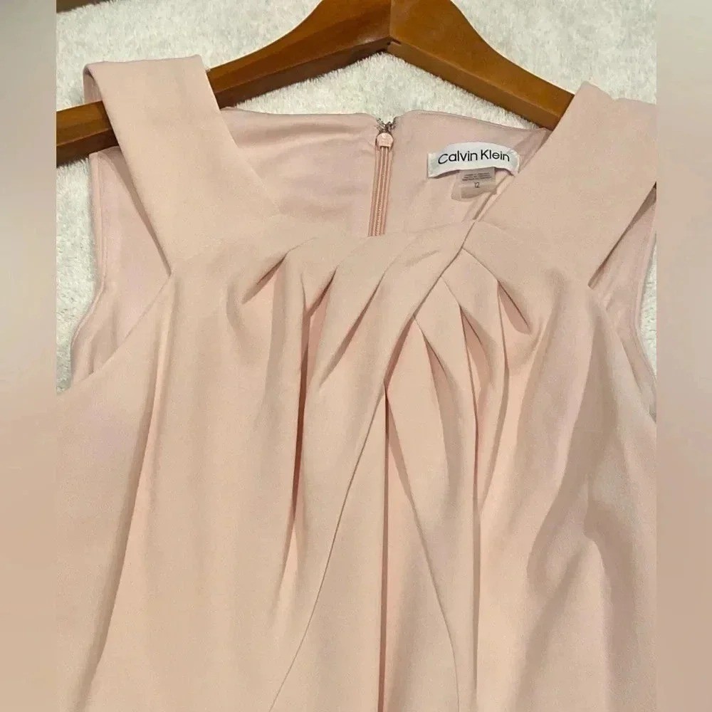 Calvin Klein Special Occasion Pink Sleeveless Sheath Halter Dress Size 12 NWT thumbnail 5