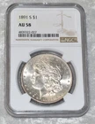 1891 S MORGAN 90% SILVER $1 DOLLAR NGC CERTIFIED AU 58 AU58 SAN FRANCISCO MINT