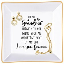 PUDDING CABIN Mothers Day for Grandma Gifts Ring Dish Thank you white