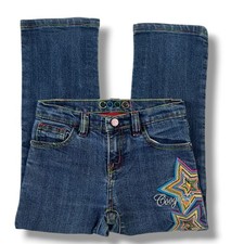 COOGI Girls Kids Jeans Size 6 Embroidered Pockets Metal Snap Logo Nice Colorful