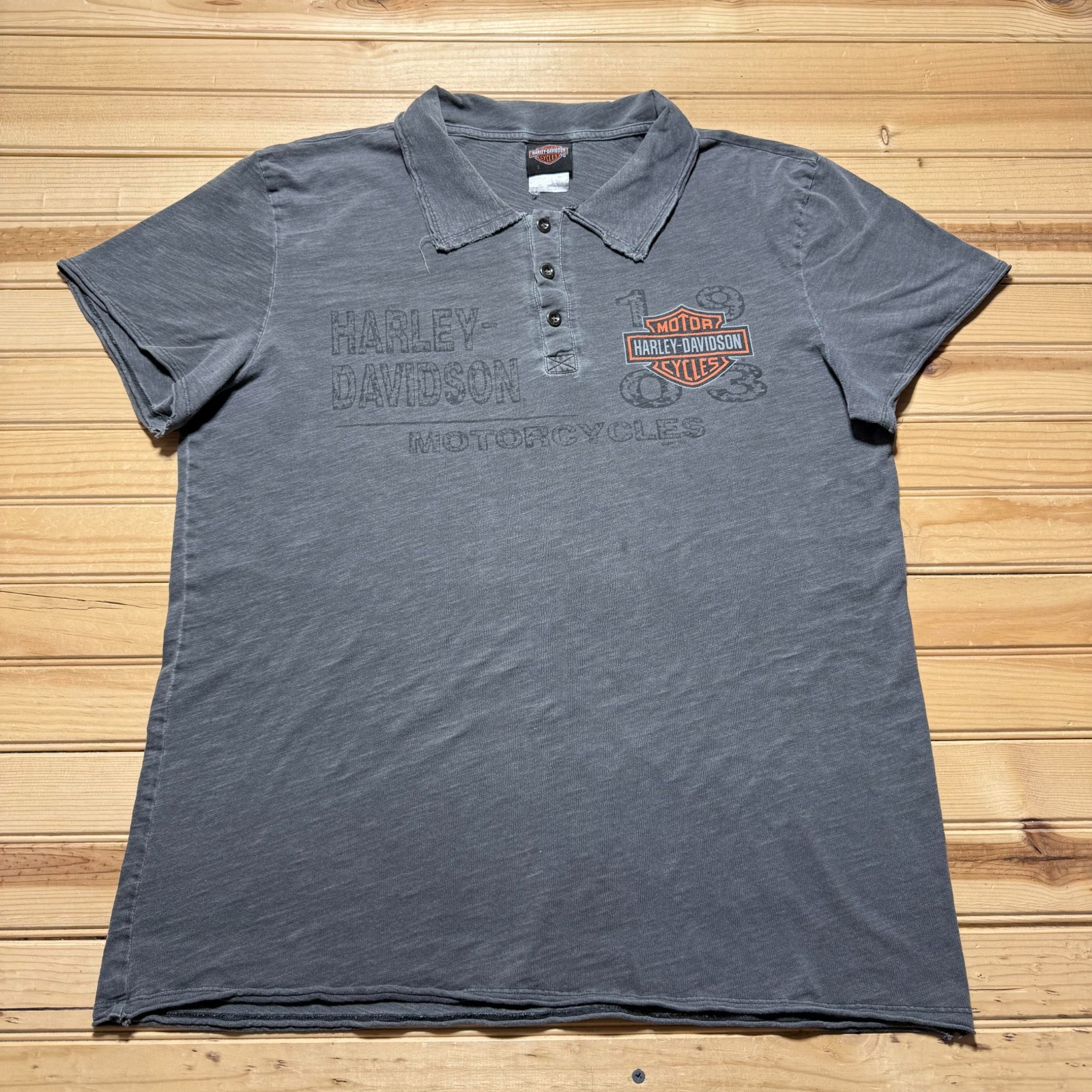 Harley Davidson Motorcycles Deadwood South Dakota Heather Polo Shirt Large
