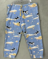 Vintage NICK & NORA Pajama Pants Large Cow Jumped over the Moon Lounge