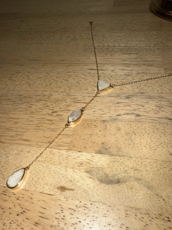 Handmade Gold Necklace 15-18in Quartz Stone Pendant Healing Stone From Nepal #1 - Image 2 of 4