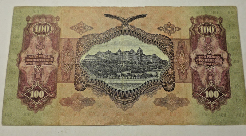 1930 Forgein Currancy Budapest Hungary Magyar Nemzeti Bank Szaz Pengo Bill
