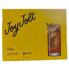 NEW Joy Jolt Faye 13oz Highball Tall Glass 6 pc Set Lead Free Crystal GREAT GIFT