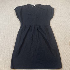Briggs Womens XS Linen Blend Minimalist Dress Modest Neutral Coastal Black