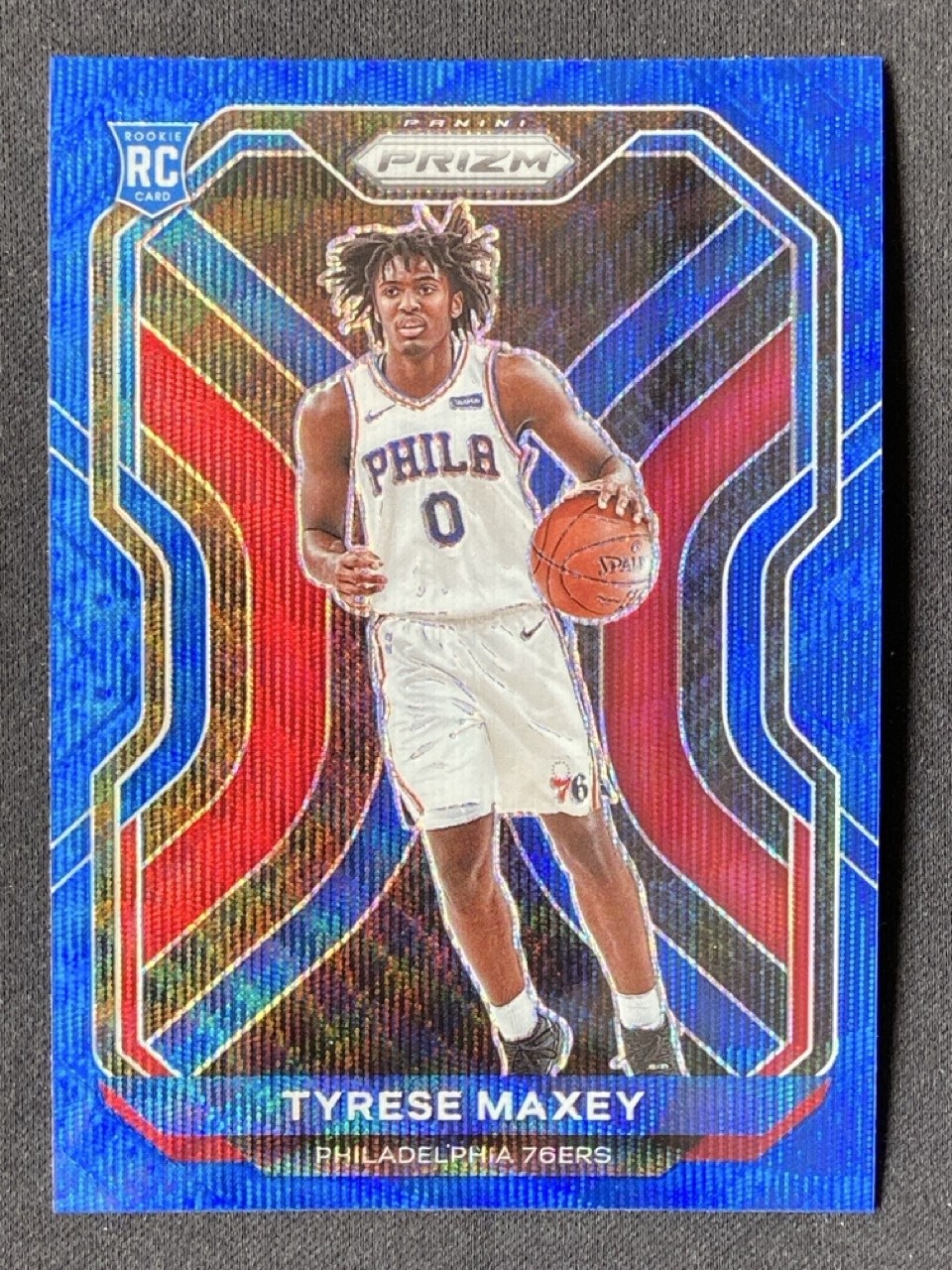 Tyrese Maxey 2020-21 Panini Prizm Blue Wave Prizm RC #256
