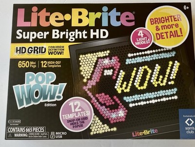 Lite-Brite,Super Bright HD Pop Wow Edition, 650 Mini Pegs, 12 Templates NEW Sams