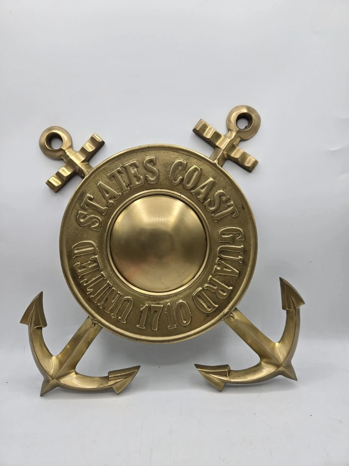 Placa de arte de parede de metal bronze militar pesado "GUARDA COSTEIRA DOS ESTADOS UNIDOS 1710" 14" - Imagem 2 de 4