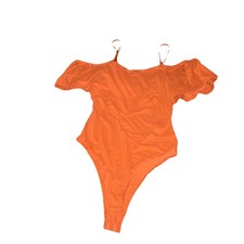 Charlotte Russe Orange One Piece Bodysuit Women's XS Regular Solid Off-Shoulder