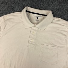 Saddlebred Mens Classic Fit Short Sleeve Polo Shirt Beige Size Large Pocket