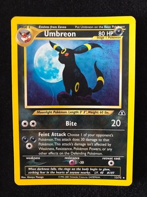 Pokemon TCG Umbreon Rare Holo 13/75 Neo Entdeckung MP Zustand WOTC *Swirl*