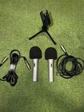 Pair of Audio-Technica AT2100-USB Dynamic Microphones with Cables and Stand