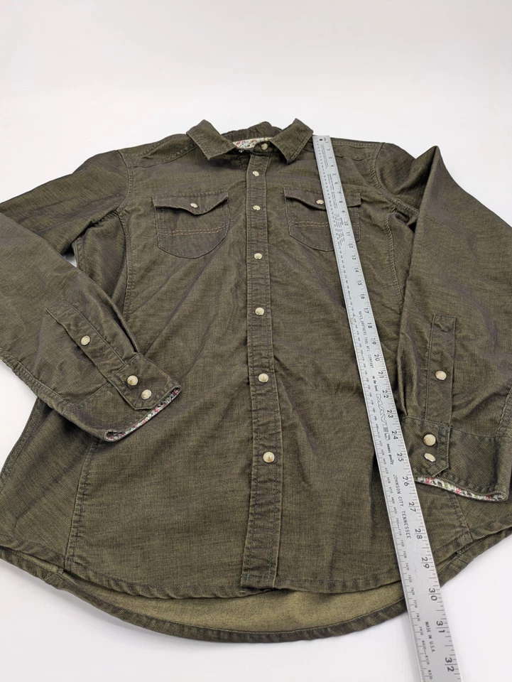 Prana Kellan Button Down Shirt Men's L Green Cargo Slim Fit Flip Cuff Pearl Snap - Image 2 of 4