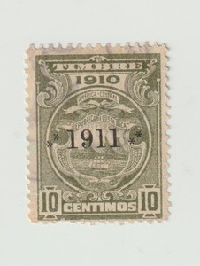 Costa Rica Timbre overprint  Stamp, 10 ct  1910 w/ 1911  Revenue stamp?