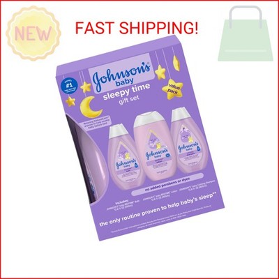 Johnson's Baby Sleepy Time Gift Set with Calming Bedtime Bath, Bedtime Lotion &