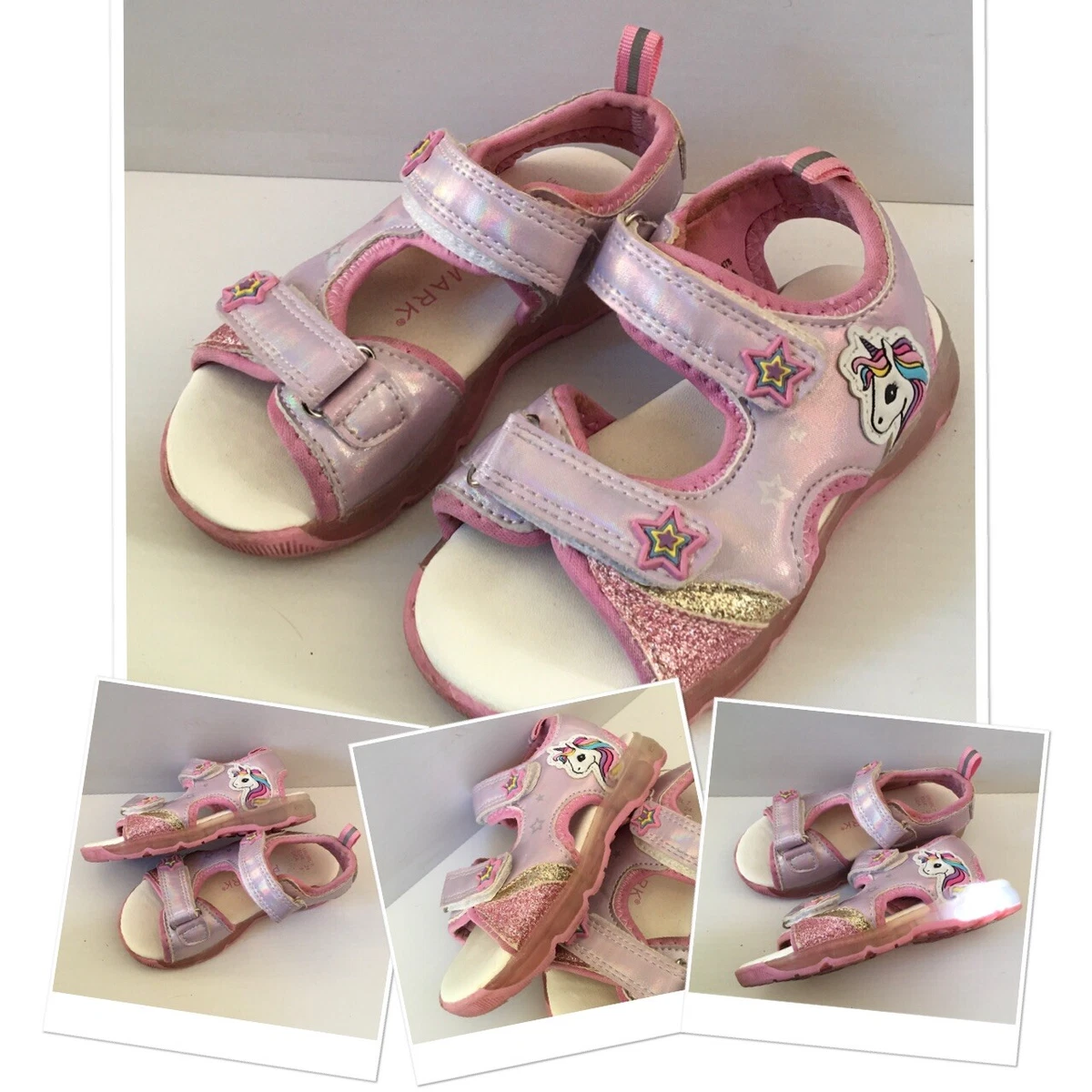 Prk infant toddler girls unicorn flashing summer sandals size 7 uk kids
