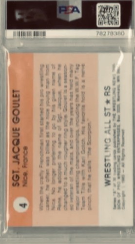 PSA 8 SGT. JACQUE GOULET 1983 WRESTLING ALL STARS CARD #4 ALL-STARS ROOKIE RC - Picture 2 of 2