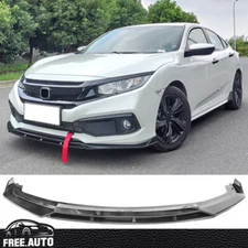 Front Bumper Lip Fits 19-21 Honda Civic IKON V3 Style Spoiler Gloss Black 2PC