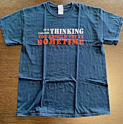 Vintage Y2K It's Called THINKING, Try it Sometime Tee Large 2000s Slogan Funny