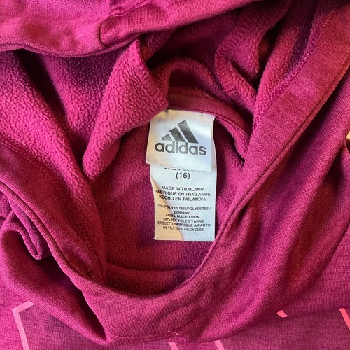 Adidas Girl’s Long Sleeve Hoodie size XL (16), Berried Pink, with Hand Warmer - Picture 8 of 10
