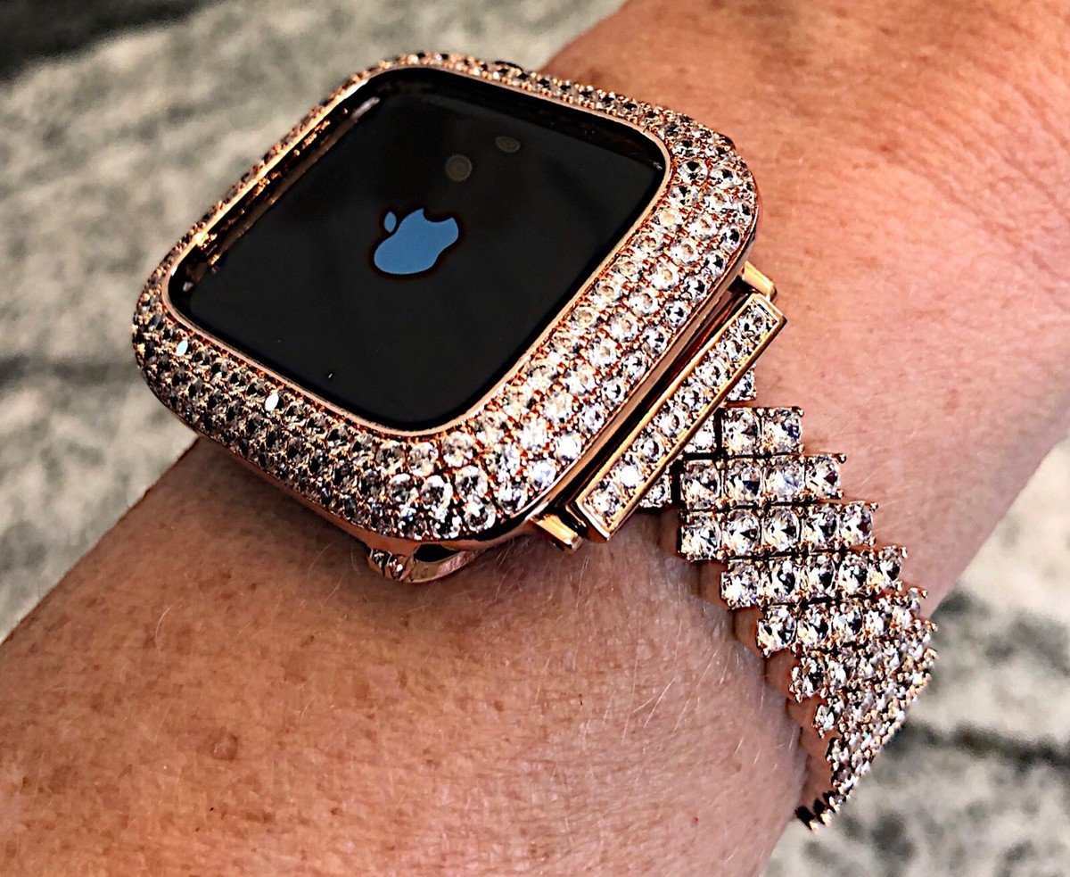 pc set 42mm Series 2/3 Rose Gold Lab Diamond Apple Watch Bezel