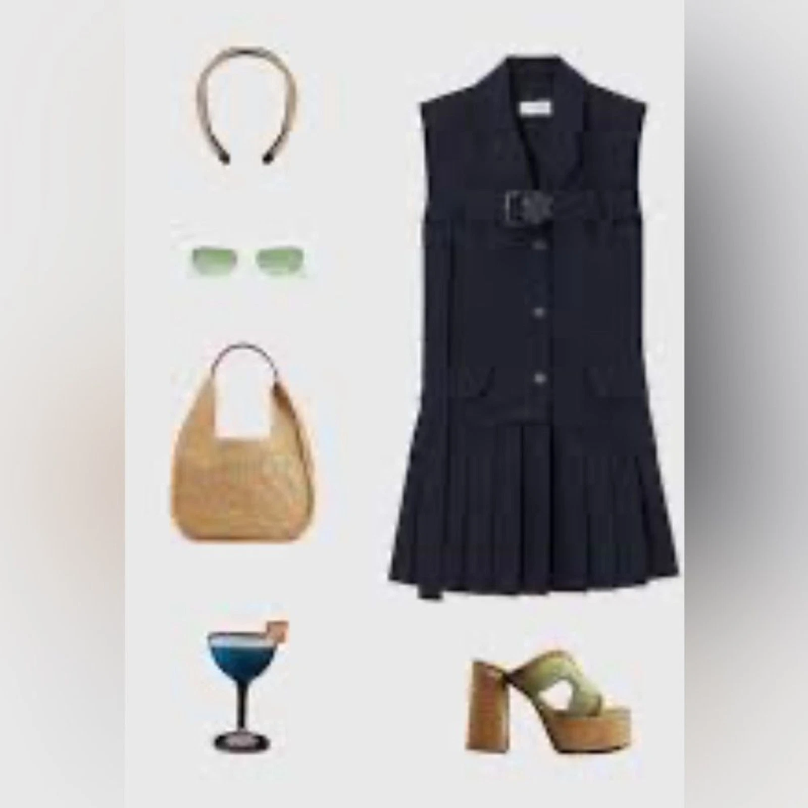 RRP US$2.175 Off White mini abito in lana vergine con fibbia blu navy nuovo con etichette