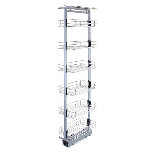 Pull Out Kitchen Larder w/Soft Close Slide Storage Baskets Metal 190-220cm H,