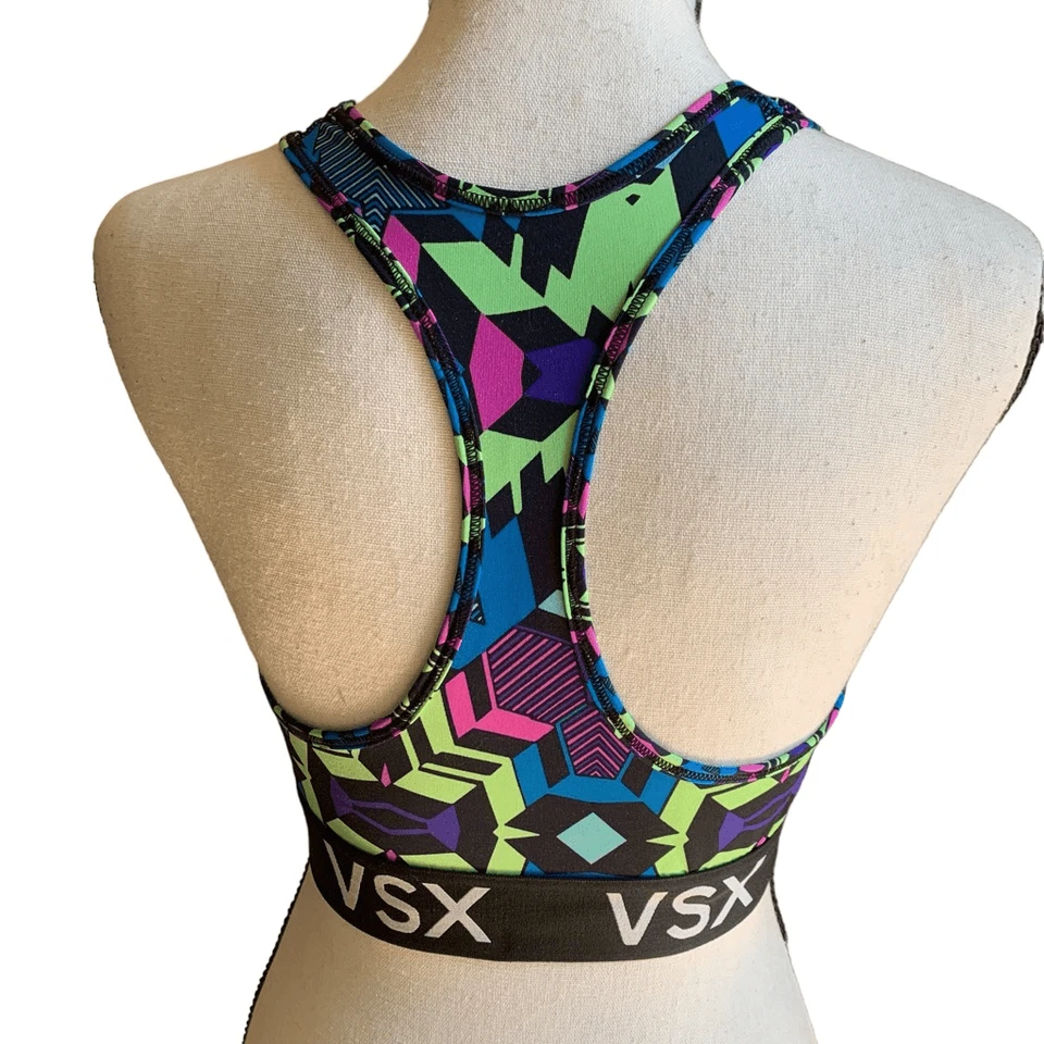 Sujetador para correr Victoria’s Secret espalda deportiva banda inferior geométrico colorido mediano Foto 4 de 4
