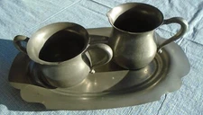 Creamer Sugar Set Pewter Sheets Rockford 368 NewAmsterdam Tray 271