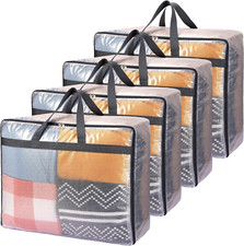 4 Pack Blanket Storage Bags, 75L Extra Large XL Clear Storage Bags with Zipper,