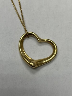 【Old Tiffany】open heart necklace Pre-Owned Tiffany Open Heart Necklace Silver Elsa Peretti