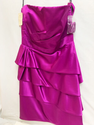 New Womens After Six Orchid Purple Satin Special Occasion Cocktail Dress  Size 12