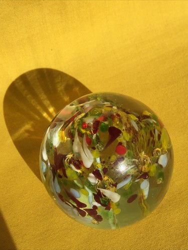 Vintage Colourful Lampwork Confetti Art Glass Paperweight Pontil Mark Unsigned - Picture 6 of 8