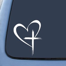 Love Cross Sticker Decal Notebook Car Laptop 5.5" White 