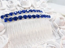 6 mm Sapphire Blue Color Austrian Crystals AAA Side hair comb pair Bridal Dance