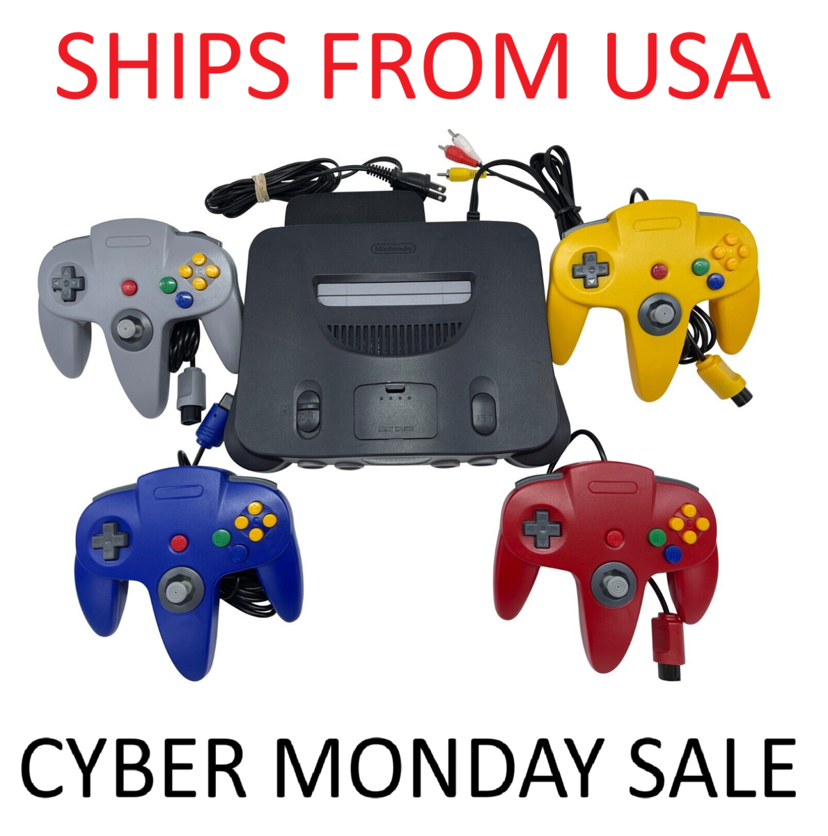 EXCELLENT - N64 Nintendo 64 Console + UP TO 4 NEW CONTROLLERS + 