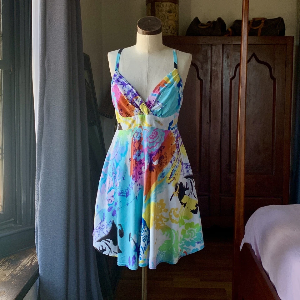 Vestido Vintage JAMS WORLD Tingido 100% RAYON Havaí EUA Médio - Imagem 2 de 4