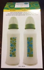 Green To Grow regular neck glass Baby Bottles BPA-free phthalate-free 8oz.