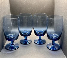Set of 4 Vintage Gorham Accent Deep Blue Iced Tea Glasses