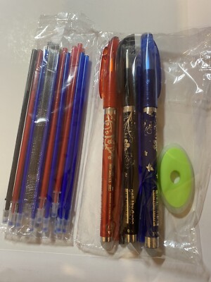 Set radierbare 0,5 m Gelstifte blau/schwarz/rot jeweils mit 2 Minen für jeden Stift