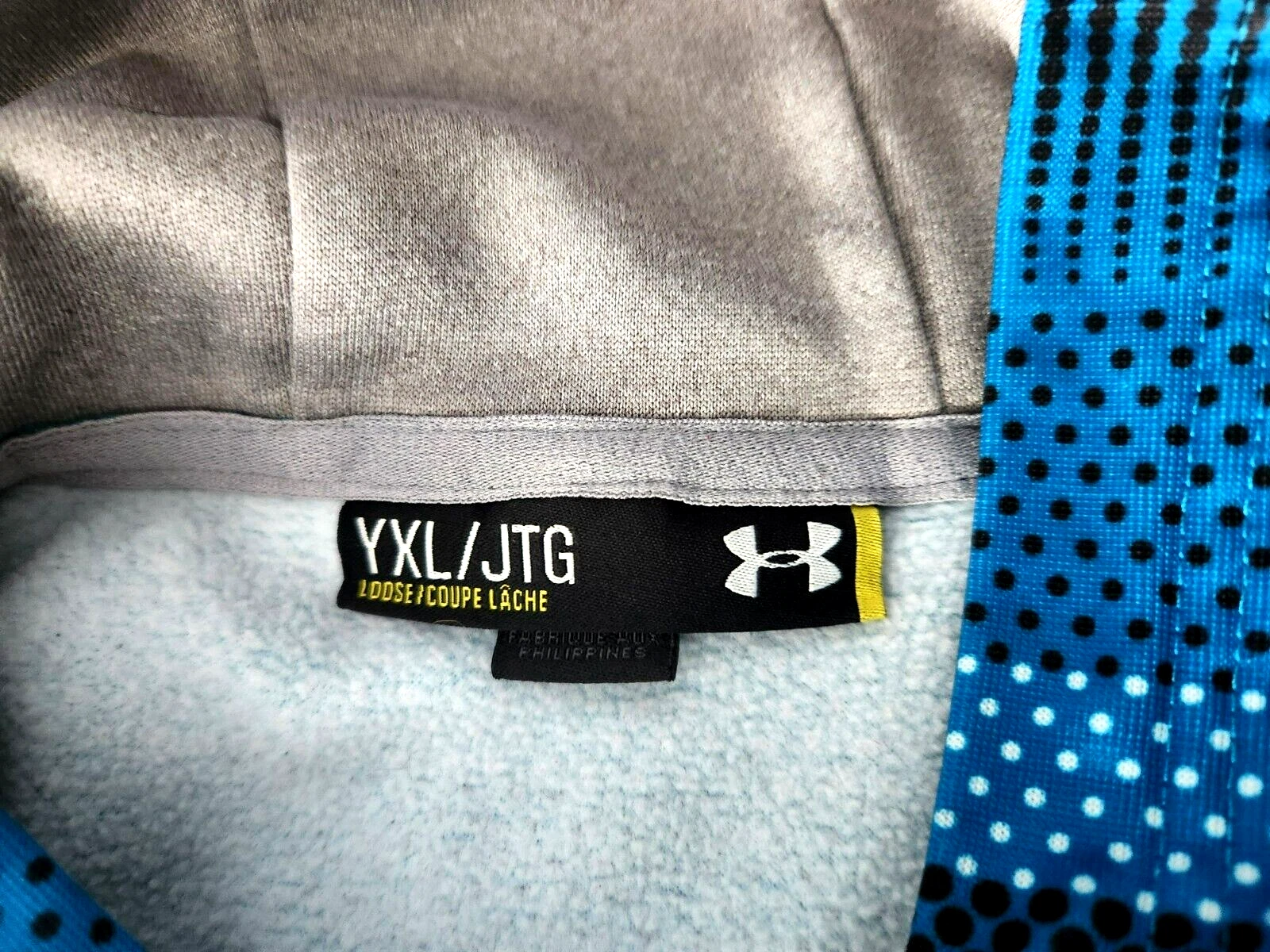 VETEMENTS Felpa con cappuccio ragazzo ragazzo ragazzo Under Armour taglia X Large vestibilità ampia pullover pile blu