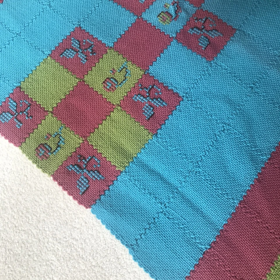 "Manta acolchada de retazos tejida cuadrada abuela de lana hecha a mano 46"" x 68"" DE COLECCIÓN" Foto 3 de 4