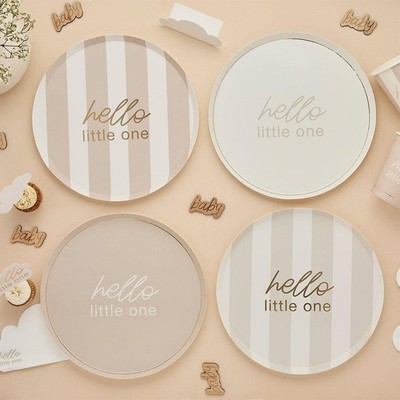 A Little Dream neutrale ''Hello Little One'' Pappteller - 8er Pack