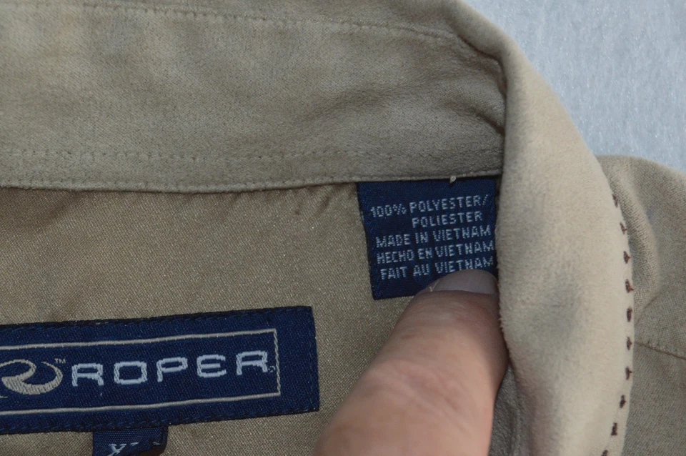 Roper Men's Suede Shirt Jacket Size XL Rancher Shacket Lined Snaps - Image 4 of 4